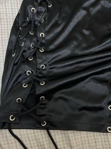 Edgy Black Lace-Up Mini Skirt