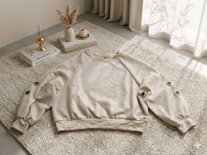 Beige Velour Crewneck Sweatshirt