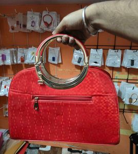 Women’s Red Handbag with Dual Handles