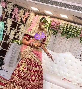 Elegant Maroon Wine &amp; Gold Lehenga