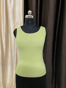 Lime Green Ribbed Knit Tank Top