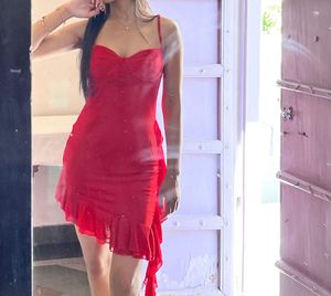 Stunning Red Ruffle Mini Dress