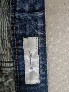 Distressed Denim Mini Skirt