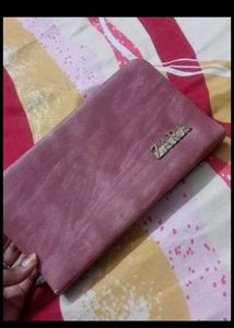 Zara Pink Suede Zip Around Wallet
