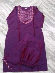 Elegant Purple Kurta Set with Embroidery