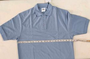 Men's Blue Textured Polo Shirt