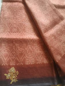Beautiful Brown Saree with Gold Embroidery