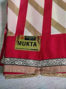 Elegant Red &amp; Beige Striped Saree