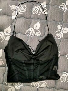 Black Sheer Corset Bustier Top