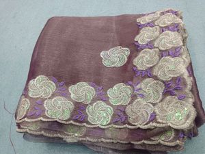 Elegant Floral Embroidered Saree