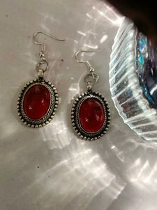 Red Gemstone Drop Earrings