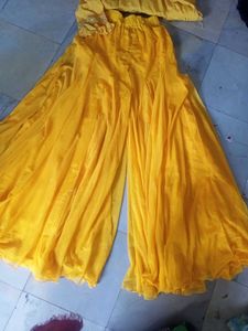 Yellow Kurta Set with Red Dupatta
