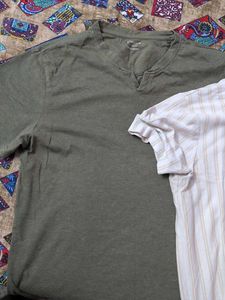 Striped &amp; Olive T-Shirts (2 Pack)