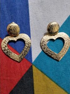 Gold color Heart Drop Earrings