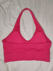 Red Halter Padded Sports Bra L size