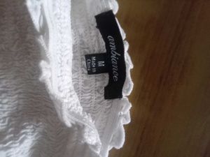 White Smocked Off-Shoulder Crop Top