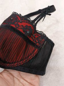 Red &amp; Black Lace Bra