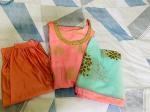 Elegant Peach & Mint Indian Suit Set