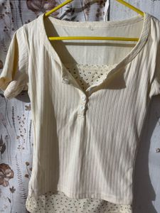 Ribbed Button-Up Cropped Top