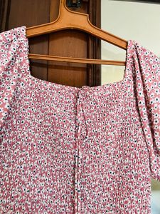 Square Neck Smocked Floral Dress Beautiful Fitting 🌸