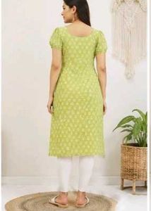 Lime Green Printed Kurta