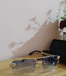 Stylish Rimless Blue Lens Sunglasses