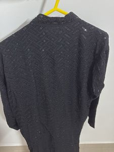 Men's Black Embellished Kurta