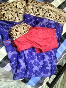 Stunning Royal Blue Floral Saree