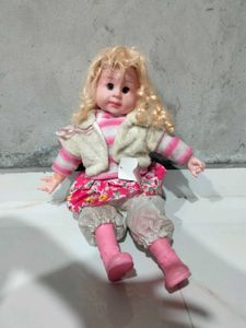 Cute Blonde Doll with Pink Outfit