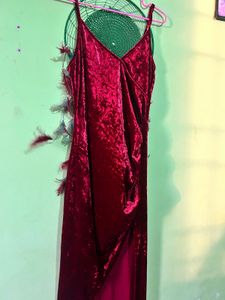 Velvet Maxi Dress with Slit