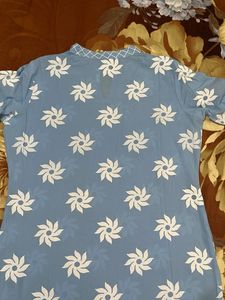 Light Blue Floral Print Kurta