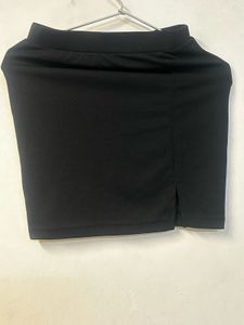 Black Mini Skirt with Side Slit