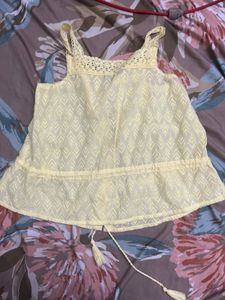 Yellow Embroidered Sleeveless Blouse