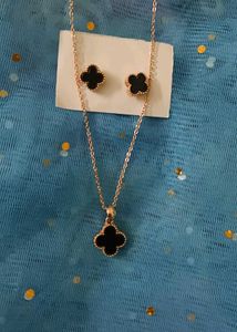 Elegant Clover Necklace &amp; Earring Set anti tarnish