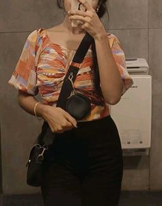 combo++2 tops ....Rusty Orange Ruched Front Top