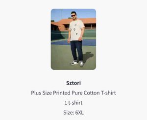 Sztori Plus Size Printed Pure Cotton T-shirt - 6XL