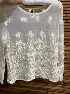 Mesh Party Top With Gold Details
