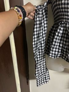 Gingham Print Off-Shoulder Top