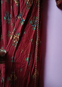 L SizeElegant Maroon Floral Print Kurta