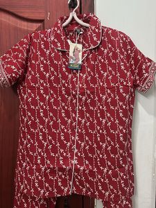 With Tag Red floral Printed co-ord Set