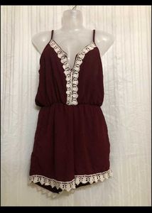 Maroon Lace Y2K jumpsuit