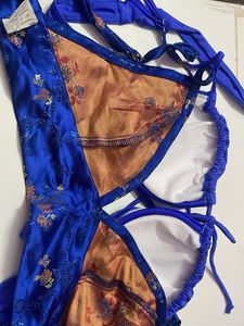 Royal Blue Bikini Set of 2 with Floral Print