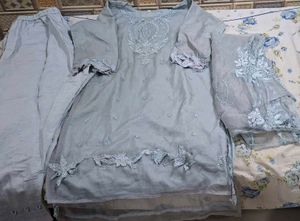 Elegant Grey Embroidered Kurta Set
