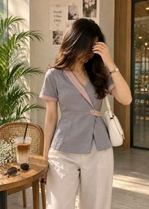 New with tag Stylish Grey & Pink Asymmetrical Top
