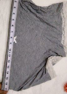 Cozy Grey Ribbed Cami &amp; Lace Trim Shorts Set