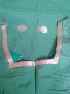Pure Venkatagiri  Green Cotton Saree +Blouse