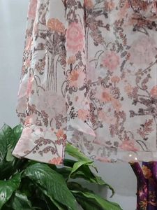 soft Sheer Floral Ruffle Blouse