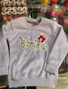 New Cute Girls Lavender "Bonjour" Sweatshirt