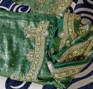 Bridal Green Haritage Heavy Silk Saree