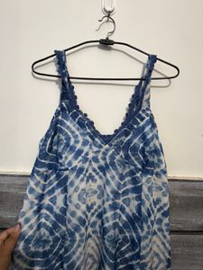 Blue Tie-Dye Wide Leg Jumpsuit